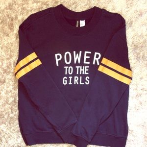 H&M blue and yellow graphic sweatshirt